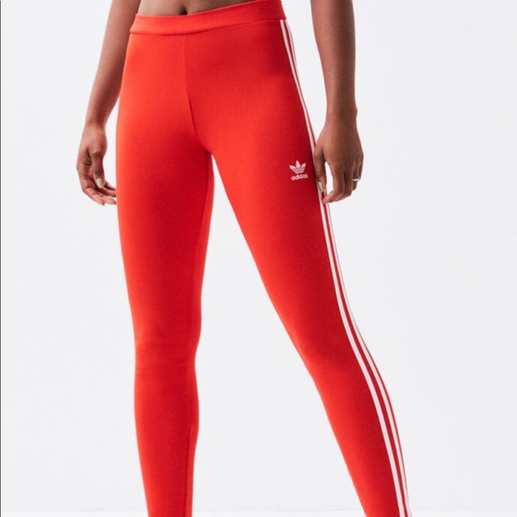 adidas leggings red stripe